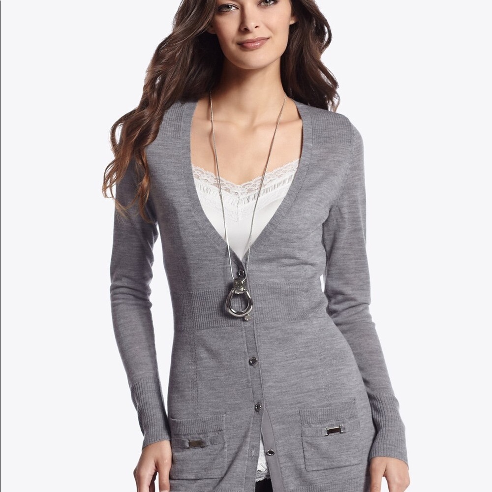 WHBM Gray Boyfriend Cardigan in size Small